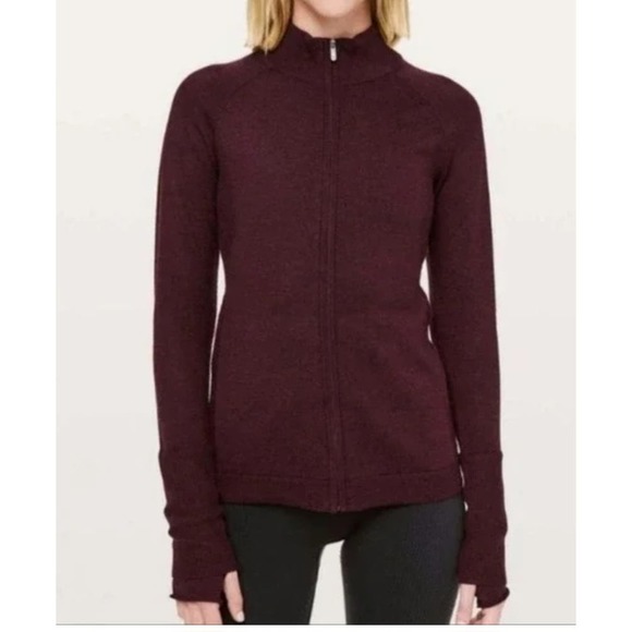 Lululemon 100% Merino Wool Full Zip Burgundy Jacket 2 - Picture 6 of 13